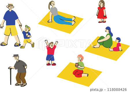 公園でピクニックやお散歩 118088426