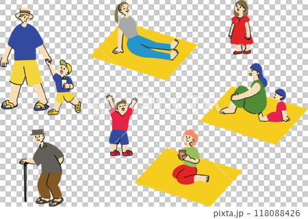 公園でピクニックやお散歩 118088426