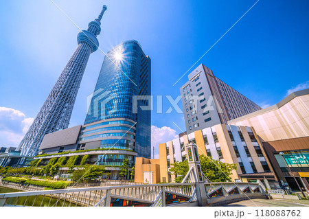 日本の東京都市景観 緑に映える東京スカイツリーなどを望む=9月6日 日本の東京都市景観 緑に映える東京スカイツリーなどを望む=9月6日 118088762