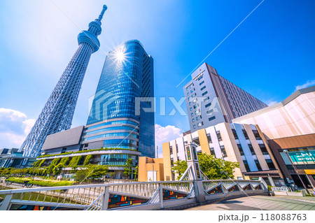 日本の東京都市景観 緑に映える東京スカイツリーなどを望む=9月6日 日本の東京都市景観 緑に映える東京スカイツリーなどを望む=9月6日 118088763