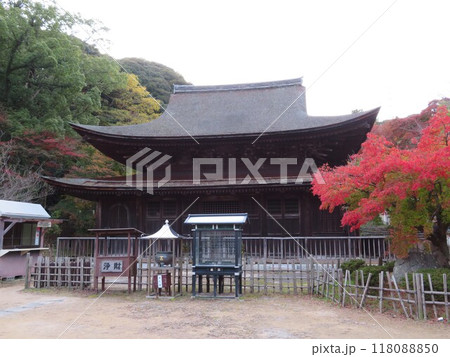 秋の功山寺　紅葉と仏殿 118088850