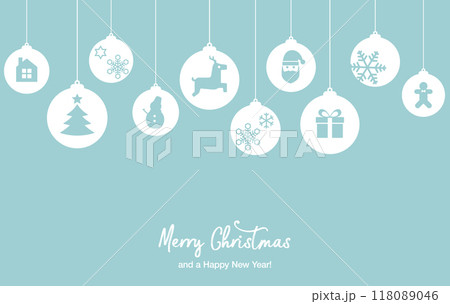 アイコン装飾のボールとクリスマスカード アイコン装飾のボールとクリスマスカード 118089046