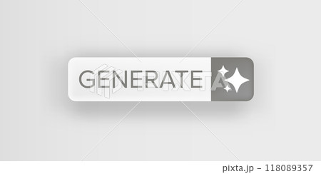 AI generated white paper style button for artificial intelligence generate app vector design. Artificial intelligence generate button for web application and AI generation online tool UI 118089357