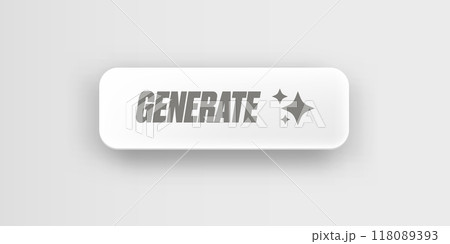 AI generated white paper style button for artificial intelligence generate app vector design. Artificial intelligence generate button for web application and AI generation online tool UI 118089393