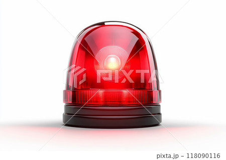 Red siren light on transparency white background . 118090116