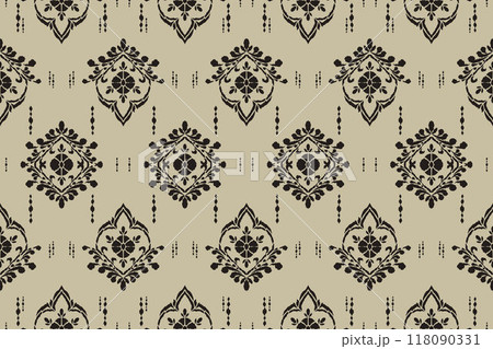 Ikat tribal Indian seamless pattern. Ethnic Aztec fabric carpet mandala ornament native boho chevron textile.Geometric African American oriental traditional vector illustrations. Embroidery style. Ikat tribal Indian seamless pattern. Ethnic Aztec fabric carpet mandala ornament native boho chevron textile.Geometric African American oriental traditional vector illustrations. Embroidery style. 118090331