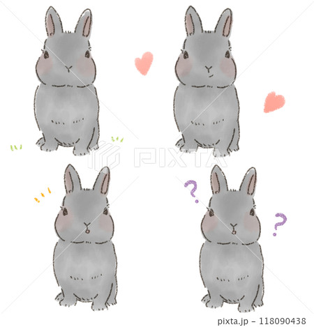 前を向いて座る黒い可愛いうさぎのデフォルメイラスト 線画 前を向いて座る黒い可愛いうさぎのデフォルメイラスト 線画 118090438