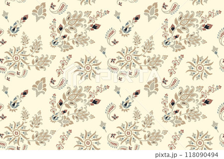 Ikat tribal Indian seamless pattern. Ethnic Aztec fabric carpet mandala ornament native boho chevron textile.Geometric African American oriental traditional vector illustrations. Embroidery style. 118090494