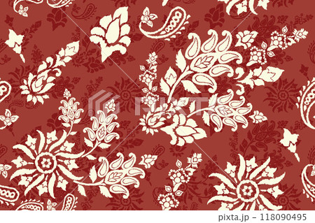 Ikat tribal Indian seamless pattern. Ethnic Aztec fabric carpet mandala ornament native boho chevron textile.Geometric African American oriental traditional vector illustrations. Embroidery style. 118090495