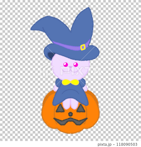 Wizard rabbit illustration [sitting on a pumpkin ver.] 118090503
