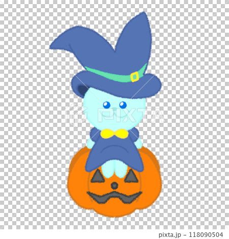 Wizard rabbit illustration [sitting on a pumpkin ver.] 118090504