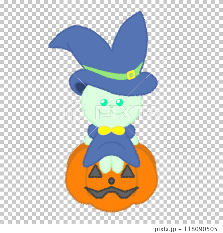 Wizard rabbit illustration [sitting on a pumpkin ver.] 118090505