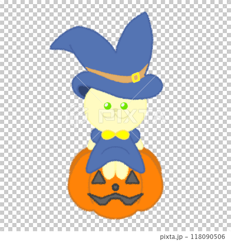 Wizard rabbit illustration [sitting on a pumpkin ver.] 118090506