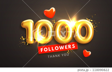 1000 followers banner with golden 3d numbers 118090822