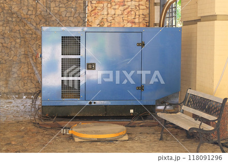 Auxiliary diesel generator for emergency power supply. Industrial generator. Backup power supply of generator. Autonomous emergency power supply. Auxiliary diesel generator for emergency power supply. Industrial generator. Backup power supply of generator. Autonomous emergency power supply. 118091296
