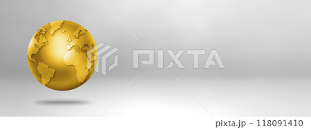 Gold world globe isolated on white background 118091410