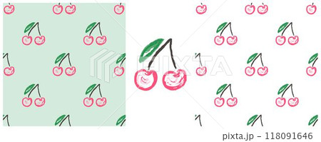 Children's drawings with wax crayons. Set Print 118091646