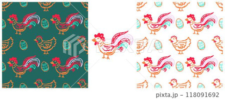 Children's drawings with wax crayons. Set Print 118091692