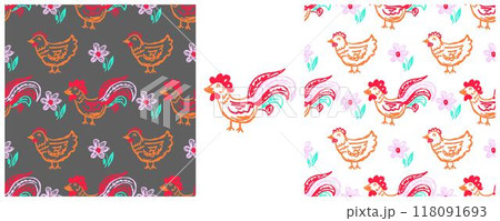 Children's drawings with wax crayons. Set Print 118091693