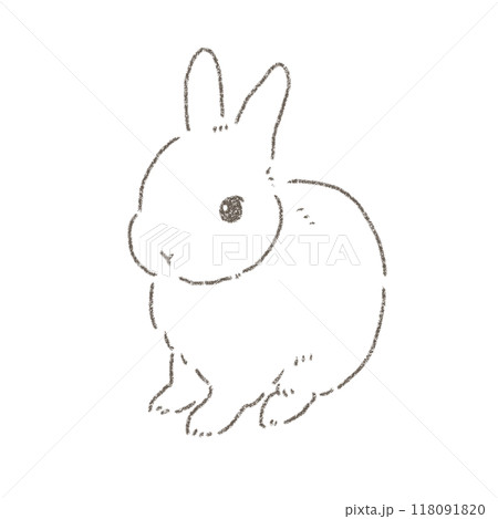 正面を向いて座るウサギのデフォルメイラスト 線画 正面を向いて座るウサギのデフォルメイラスト 線画 118091820