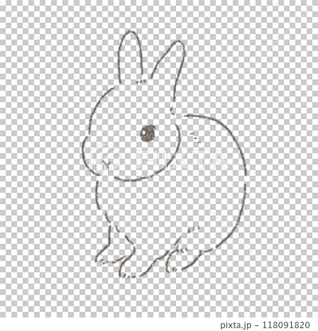 正面を向いて座るウサギのデフォルメイラスト 線画 正面を向いて座るウサギのデフォルメイラスト 線画 118091820
