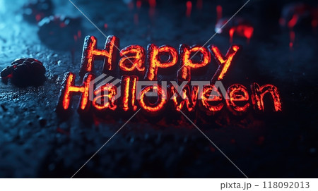Eerie halloween text with fire for spooky design 118092013