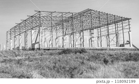 Steel Building Warehouse Frame Structure Black White 118092199