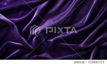 Luxurious purple satin or velvet fabric with smooth waves premium background 118092373
