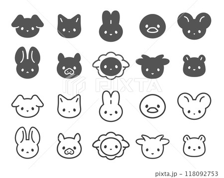 動物 アイコンセット【モノクロ版】 118092753