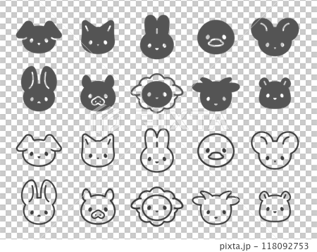 動物 アイコンセット【モノクロ版】 118092753