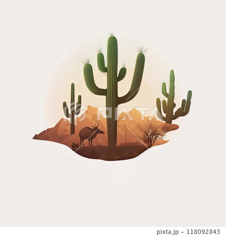 Desert sand dunes Minimalistic Emblem Illustration 118092843