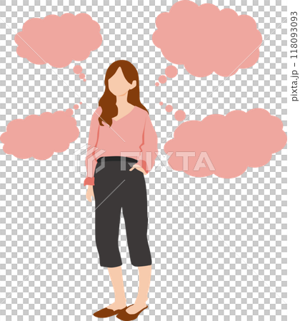 Illustration of a woman thinking Illustration of a woman thinking 118093093
