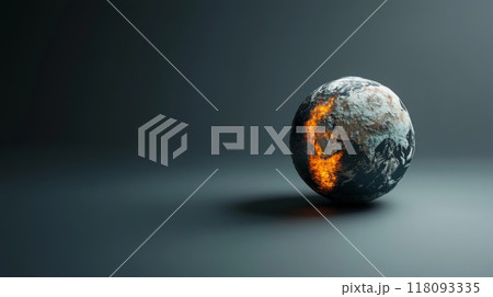Burning earth concept on dark background 118093335