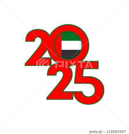 2025 banner with United Arab Emirates flag inside. Vector illustration. 118093387