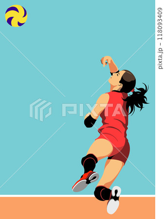 ジャンプレシーブする女性のバレーボール選手3 ジャンプレシーブする女性のバレーボール選手3 118093409