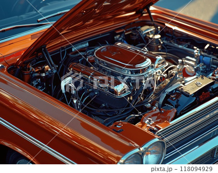 Modern powerful car engine compartment with...のイラスト素材 [118094929] - PIXTA