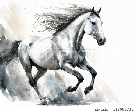 水彩画で描かれた馬 水彩画で描かれた馬 118095730
