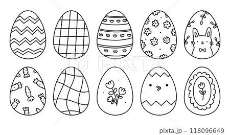 Set of cute decorative Easter eggs 118096649