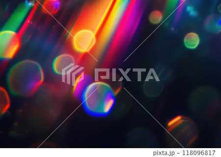 Colorful Light leak prism Bokeh on Dark Background 118096817