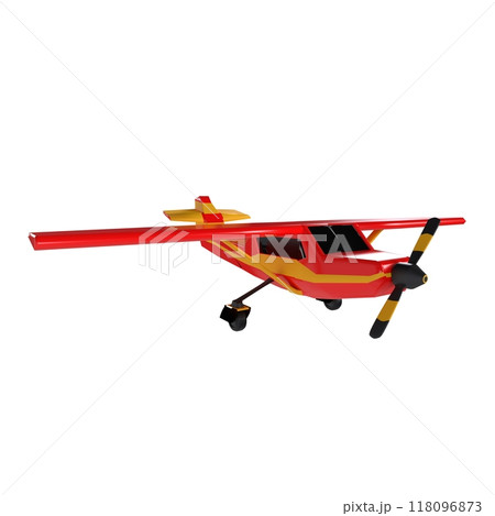 Vivid 3D rendering of a colorful aircraft model in flight position Vivid 3D rendering of a colorful aircraft model in flight position 118096873