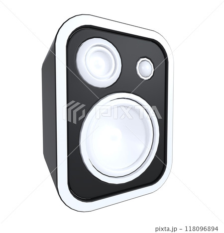 Stylish black and white 3D rendering of modern audio speaker design Stylish black and white 3D rendering of modern audio speaker design 118096894