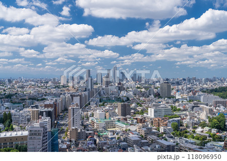 《東京都》夏空の東京都市風景・池袋方面をのぞむ 118096950