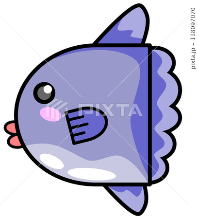 水族館で可愛くて人気の海水魚マンボウのイラスト 水族館で可愛くて人気の海水魚マンボウのイラスト 118097070