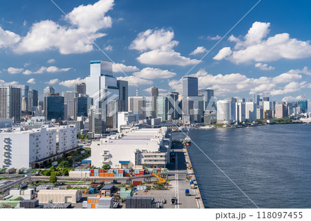 《東京都》夏空の東京都市風景・ベイエリアからのながめ 《東京都》夏空の東京都市風景・ベイエリアからのながめ 118097455