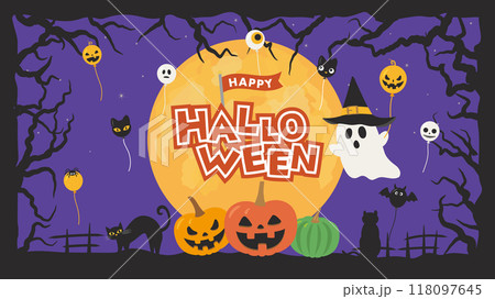 ハッピーハロウィン　かわいいオバケたち（フルHD 16:9サイズ） 118097645