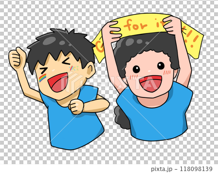 Illustration of people cheering for a sports team 1 118098139