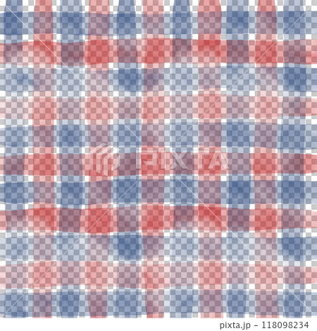 Red Blue Gingham Check Hand Drawn Background Overlay 118098234