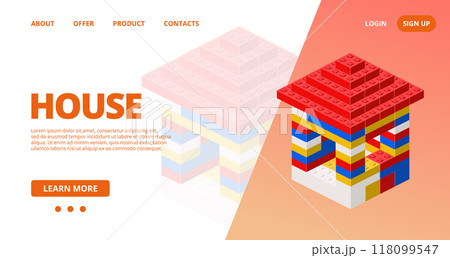 Web template with a house. Vector 118099547