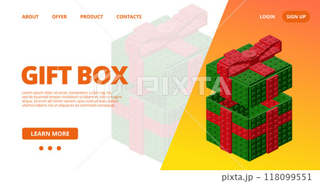 Web template with a gift box. Vector 118099551
