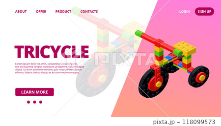 Web template with a tricycle. Vector Web template with a tricycle. Vector 118099573